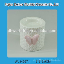 Decorative elegant butterfly candle holder in white porcelain material